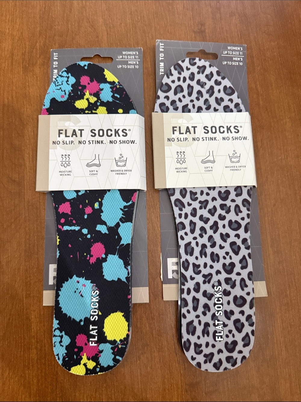 Women’s or men’s No-Show Insoles - Black with Blue & Yellow Splatter